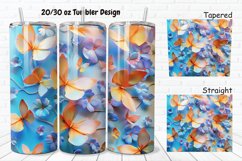 3D Butterfly Flowers 20/30oz Skinny Tumbler Product Image 1