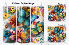 3D Butterfly Flowers 20/30oz Skinny Tumbler Product Image 1