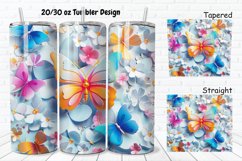 3D Butterfly Flowers 20/30oz Skinny Tumbler Product Image 1