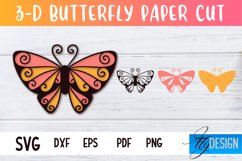 3D Layered Butterfly Design|Papercut Butterfly SVG|Paper Cut Product Image 1