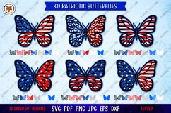 Patriotic Butterfly Paper Cut SVG, 3D USA Flag Butterfly Product Image 1