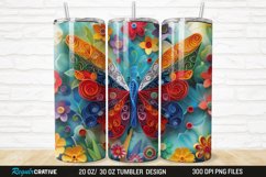 3D Butterfly Quilling Floral 20/30oz Skinny Tumbler Product Image 1