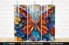 3D Butterfly Quilling Floral 20/30oz Skinny Tumbler Product Image 1
