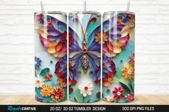 3D Butterfly Quilling Floral 20/30oz Skinny Tumbler Product Image 1