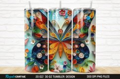 3D Butterfly Quilling Floral 20/30oz Skinny Tumbler Product Image 1