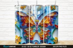 3D Butterfly Quilling Floral 20/30oz Skinny Tumbler Product Image 1