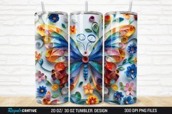 3D Butterfly Quilling Floral 20/30oz Skinny Tumbler Product Image 1