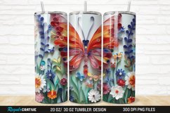 3D Butterfly Quilling Floral 20/30oz Skinny Tumbler Product Image 1