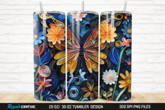 3D Butterfly Quilling Floral 20/30oz Skinny Tumbler Product Image 1