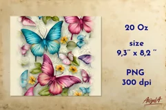 3d Butterfly tumbler wrap / tumbler summer / butterfly png Product Image 2
