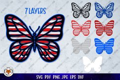 Patriotic Butterfly Paper Cut SVG, 3D USA Flag Butterfly Product Image 8