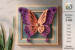 3D Butterfly Wall Decor laser Cut. Layered Wall Decor SVG Product Image 1