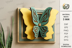 3D Butterfly Wall Decor laser Cut. Layered Wall Decor SVG Product Image 1
