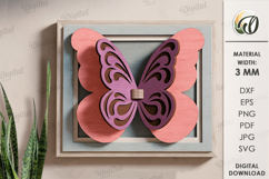 3D Butterfly Wall Decor laser Cut. Layered Wall Decor SVG Product Image 1