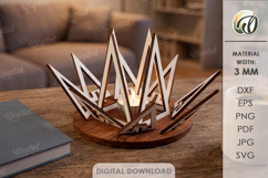 3D Candle Holder Laser Cut. Tea Light Holder SVG Product Image 1