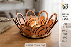 3D Candle Holder Laser Cut. Tea Light Holder SVG Product Image 1