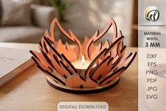 3D Candle Holder Laser Cut. Tea Light Holder SVG Product Image 1