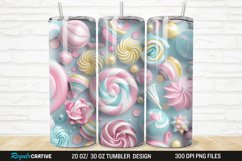 3D Candy Sweet Pastel Color 20/30oz Skinny Tumbler Product Image 1