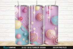 3D Candy Sweet Pastel Color 20/30oz Skinny Tumbler Product Image 1