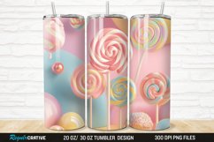 3D Candy Sweet Pastel Color 20/30oz Skinny Tumbler Product Image 1