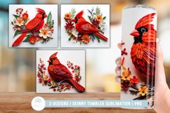 3D Cardinal Bird Tumbler Wrap Sublimation PNG Product Image 1
