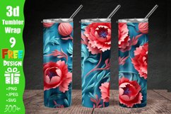 3D Carnations Flowers Tumbler Wrap, 3d Tumbler Wrap