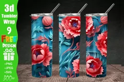 3D Carnations Flowers Tumbler Wrap, 3d Tumbler Wrap