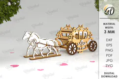 3D Wooden Carriage. Horse vehicles. Wagon Victorian Carriage Product Image 1