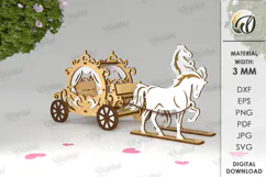 3D Wooden Carriage. Horse vehicles. Wagon Victorian Carriage Product Image 1