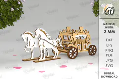 3D Wooden Carriage. Horse vehicles. Wagon Victorian Carriage Product Image 1