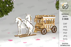 3D Wooden Carriage. Horse vehicles. Wagon Victorian Carriage Product Image 1