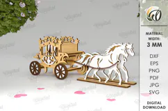 3D Wooden Carriage. Horse vehicles. Wagon Victorian Carriage Product Image 1