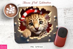 Christmas Little Leopard| Cracked Hole Mouse Pad Design Product Image 1