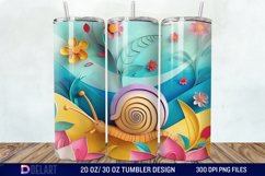 3D Cartoon Snail Flowers Tumbler Wrap Product Image 1