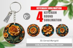 Keychain 3D Carved Marigold Product Image 1
