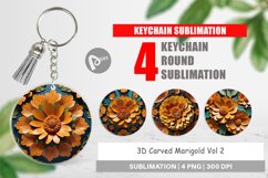 Keychain 3D Carved Marigold Product Image 1