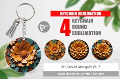 Keychain 3D Carved Marigold Product Image 1