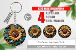 Keychain 3D Carved Sunflower Product Image 1