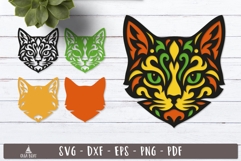 3d Cat Head Layered SVG Tribal cat face design