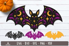 3d Celestial Halloween Bat Layered SVG design