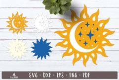 3d Celestial Sun Moon SVG Layered Design