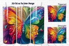 3D Charming Rainbow Butterfly 20/30oz Skinny Tumbler Product Image 1
