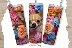 Spring Chihuahua Flower Tumbler Wrap PNG Product Image 1