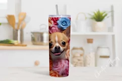 Spring Chihuahua Flower Tumbler Wrap PNG Product Image 2