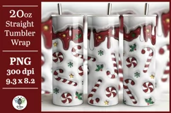 Candy cane inflated 3D design being shown on a 20oz skinny tumbler