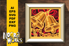 3D Christmas Bells Shadow Box Template: Paper Cut SVG File Product Image 1
