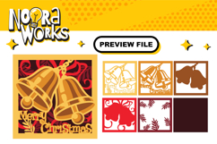 3D Christmas Bells Shadow Box Template: Paper Cut SVG File Product Image 2