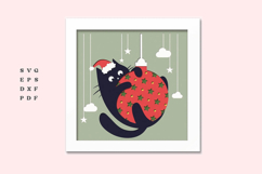 Black Cat Christmas 3D Shadow Box Svg Product Image 1
