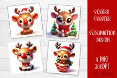 3D Christmas Coaster Sublimation |cute animal Product Image 1