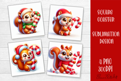 3D Christmas Coaster Sublimation |cute animal Product Image 1